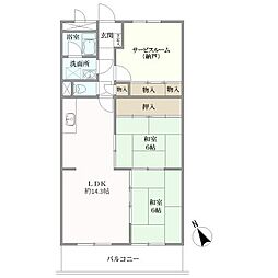 宇治大久保コープB棟 2LDKの間取図画像