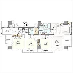 グランドメゾン桜坂ヒルズ 3LDKの間取図画像