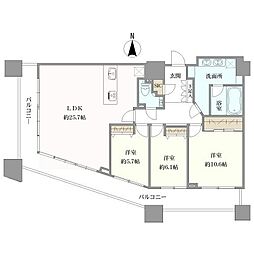 コンシェリア西新宿タワーズウエスト 3LDKの間取図画像