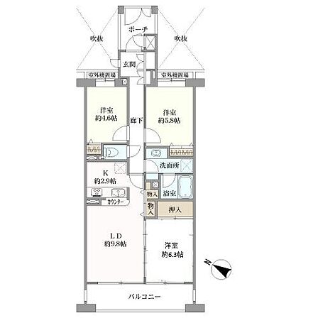 3LDK 間取り