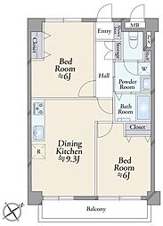 ライオンズマンション山下公園 2DKの間取図画像