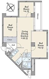 与野ハウス2号棟 3LDKの間取図画像