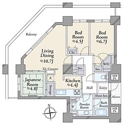 あべのグラントゥール 3LDKの間取図画像