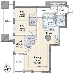 六本木ヒルズレジデンスB棟 3LDKの間取図画像