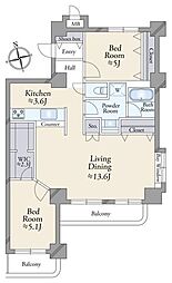 エクレール武蔵小杉 2LDKの間取図画像