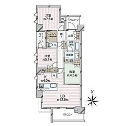 ジオ西宮北口瓦林町 3LDKの間取図画像