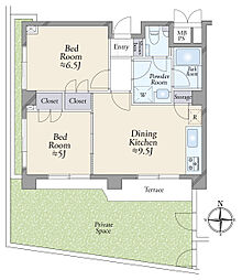 サンピア哲学堂公園 2DKの間取図画像