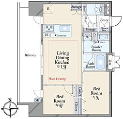 ダイアパレス金山フォレストフロント 2LDKの間取図画像