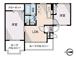 セザール第二海老名 2LDKの間取図画像