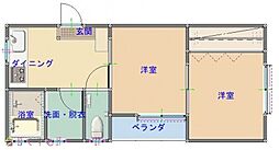 ラ・メゾンダンジュ 2DKの間取図画像