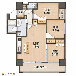 アデニウムタワー萬代橋 3LDKの間取図画像