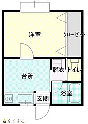 リバータウン良栄2 1Kの間取図画像