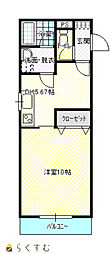 レジデンスYM2 1Kの間取図画像