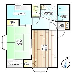クリアドル松美 2Kの間取図画像