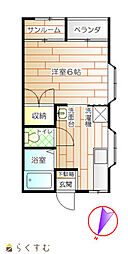 エスメラルダ 1Kの間取図画像