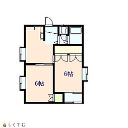 コーポ朝日 2DKの間取図画像