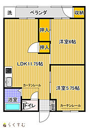 メゾン東亜B 2LDKの間取図画像