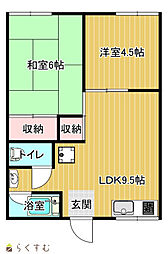 北園ハイツ 2LDKの間取図画像
