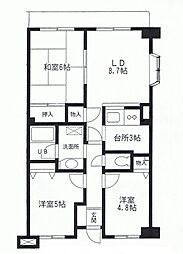 サンハイム園生 3LDKの間取図画像