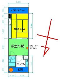 ロータリーマンション詫間 2Kの間取図画像