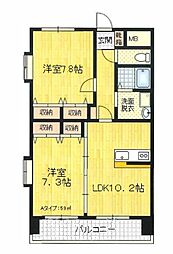 ナッツコート 2LDKの間取図画像