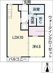 クレスト91 1階1LDKの間取り