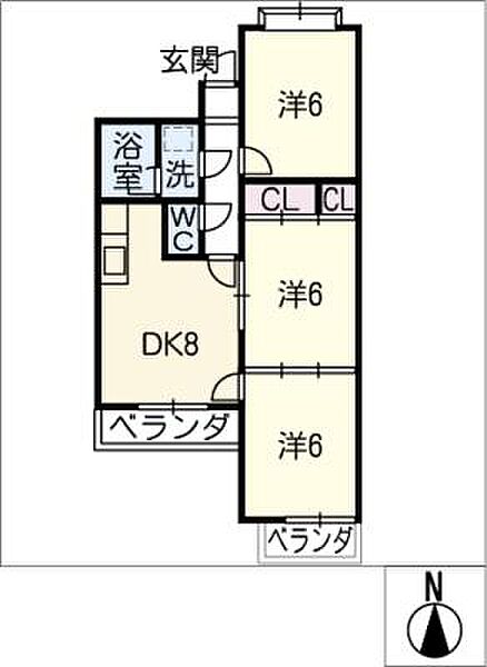 ユーロハイツ杁ヶ池 ｜愛知県長久手市杁ケ池(賃貸マンション3DK・2階・57.51㎡)の写真 その2