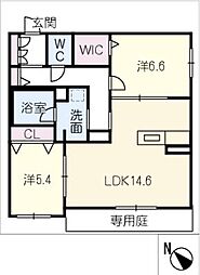 シャーメゾン　ジセツ 1階2LDKの間取り