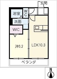 サンタリオ 1階1LDKの間取り