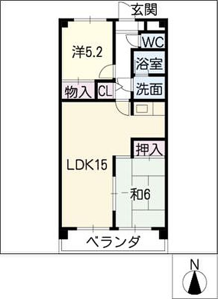 パールシティー ｜愛知県日進市栄2丁目(賃貸マンション2LDK・1階・58.32㎡)の写真 その2