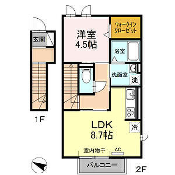 カーサ フェリーチェD 205｜愛知県豊田市曙町3丁目(賃貸アパート1LDK・2階・42.80㎡)の写真 その2