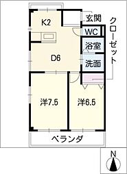 メゾンボヌールＡ 1階2DKの間取り