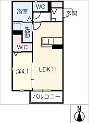 BASE FIELD EGUCHI 2階1LDKの間取り