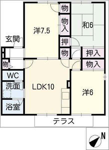 エスペランサ藤沢Ａ棟 ｜愛知県豊橋市藤沢町(賃貸アパート3LDK・1階・68.78㎡)の写真 その2