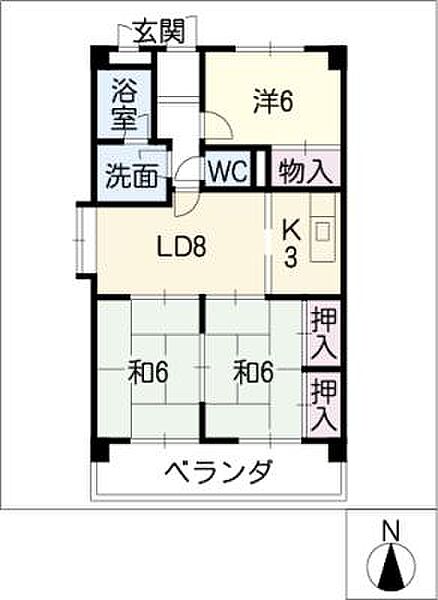 グランドール白旗 ｜愛知県一宮市白旗通4丁目(賃貸マンション3LDK・4階・62.37㎡)の写真 その2