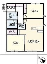 シェノン  ｜ 愛知県一宮市三ツ井5丁目（賃貸マンション2LDK・1階・60.42㎡） その2