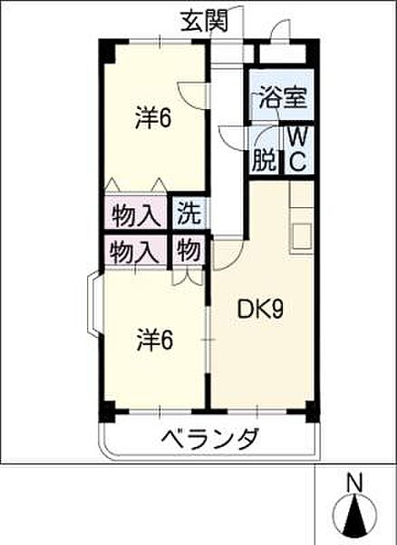 キャッスル・ファイブ南田尾 ｜愛知県一宮市東五城字南田尾(賃貸マンション2DK・2階・49.00㎡)の写真 その2