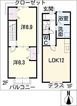 飛鳥Ｃ  ｜ 愛知県一宮市苅安賀1丁目（賃貸タウンハウス2LDK・2階・69.05㎡） その2