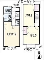 飛鳥Ｄ  ｜ 愛知県一宮市苅安賀1丁目（賃貸タウンハウス2LDK・2階・69.05㎡） その2