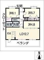 グリーンアップルII  ｜ 愛知県一宮市起字東茜屋（賃貸マンション3LDK・6階・73.04㎡） その2