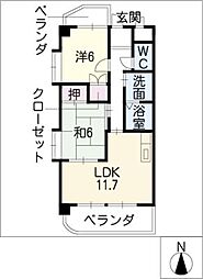 アネックス西町 2階2LDKの間取り