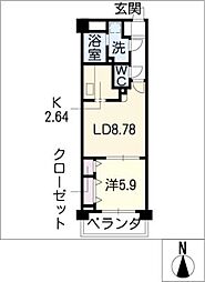 Ｋ’ｓ　ＫＯＵＮＯＭＩＹＡ 6階1LDKの間取り