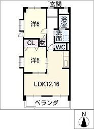 ダイソー12号館 2階2LDKの間取り