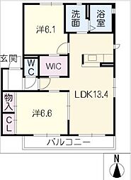 藤和ハイツV 2階2LDKの間取り