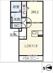 セレニテ 1階1LDKの間取り