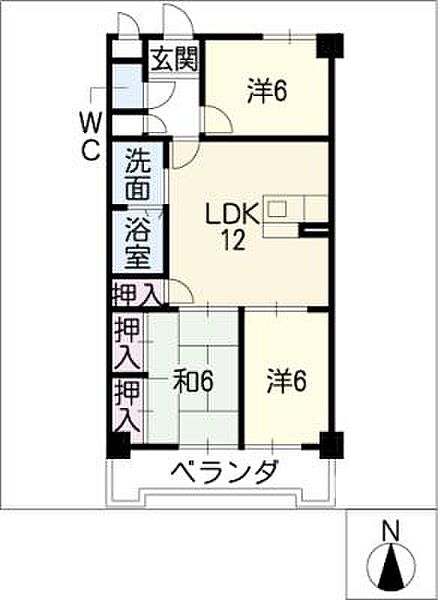 ビューパレー味美 ｜愛知県春日井市味美町2丁目(賃貸マンション3LDK・2階・65.40㎡)の写真 その2