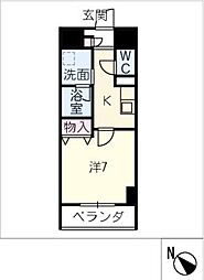 メイプル高横須賀 7階1Kの間取り