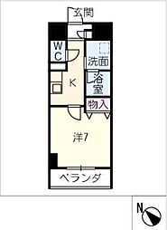 メイプル高横須賀 8階1Kの間取り