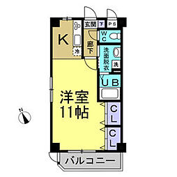 ステージ来富 2階1Kの間取り