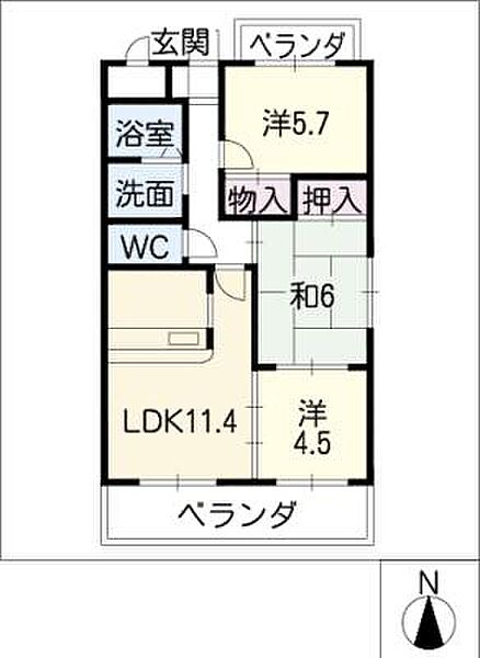 リバーサイド天白 ｜三重県四日市市日永西2丁目(賃貸マンション3DK・3階・62.00㎡)の写真 その2